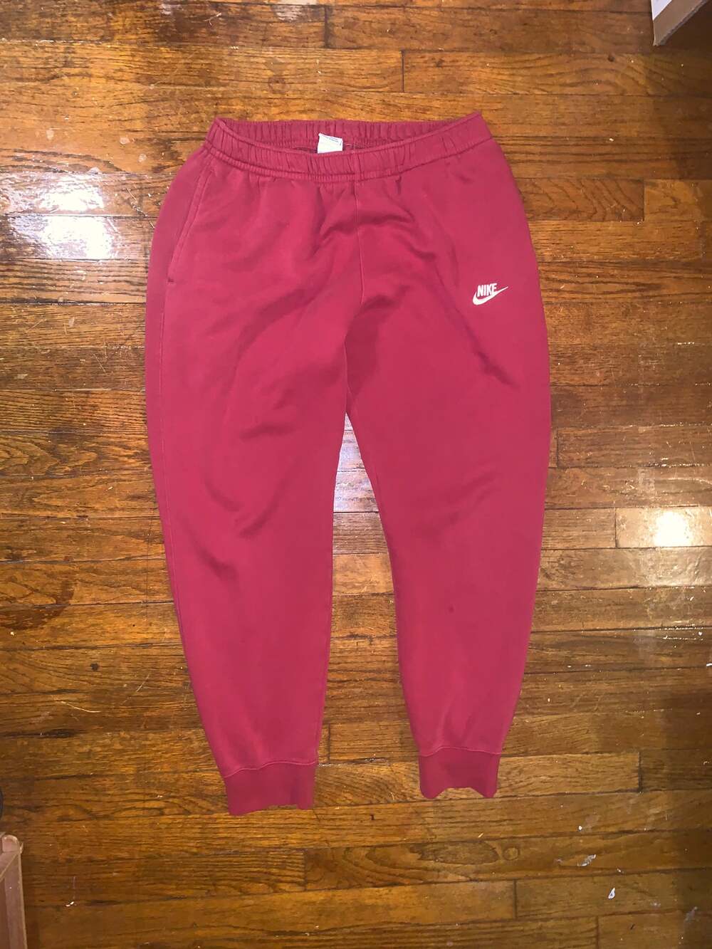 Nike Sweatpants Red Joggers Large White Swoosh Logo Athletic Pants Y2K